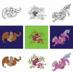 Cá và dơi, họa tiết dệt trên đoạn - HVĐV---NGN---AO---005_ver_03