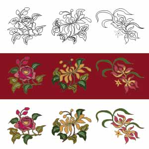 Mẫu đơn, cúc và sen thêu trên đoạn - HVĐV---NGN---AO---009_ver_04