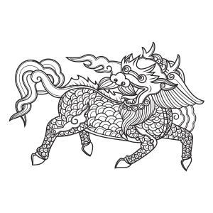 hoa văn Lân chầu cúc