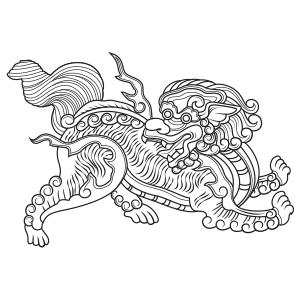 hoa văn Sư tử hí cầu